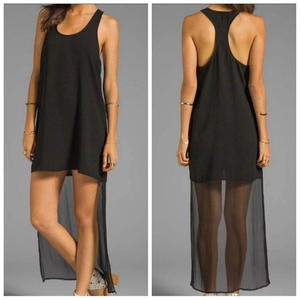 Line & Dot Hi Low Tank Dress M Black NWT